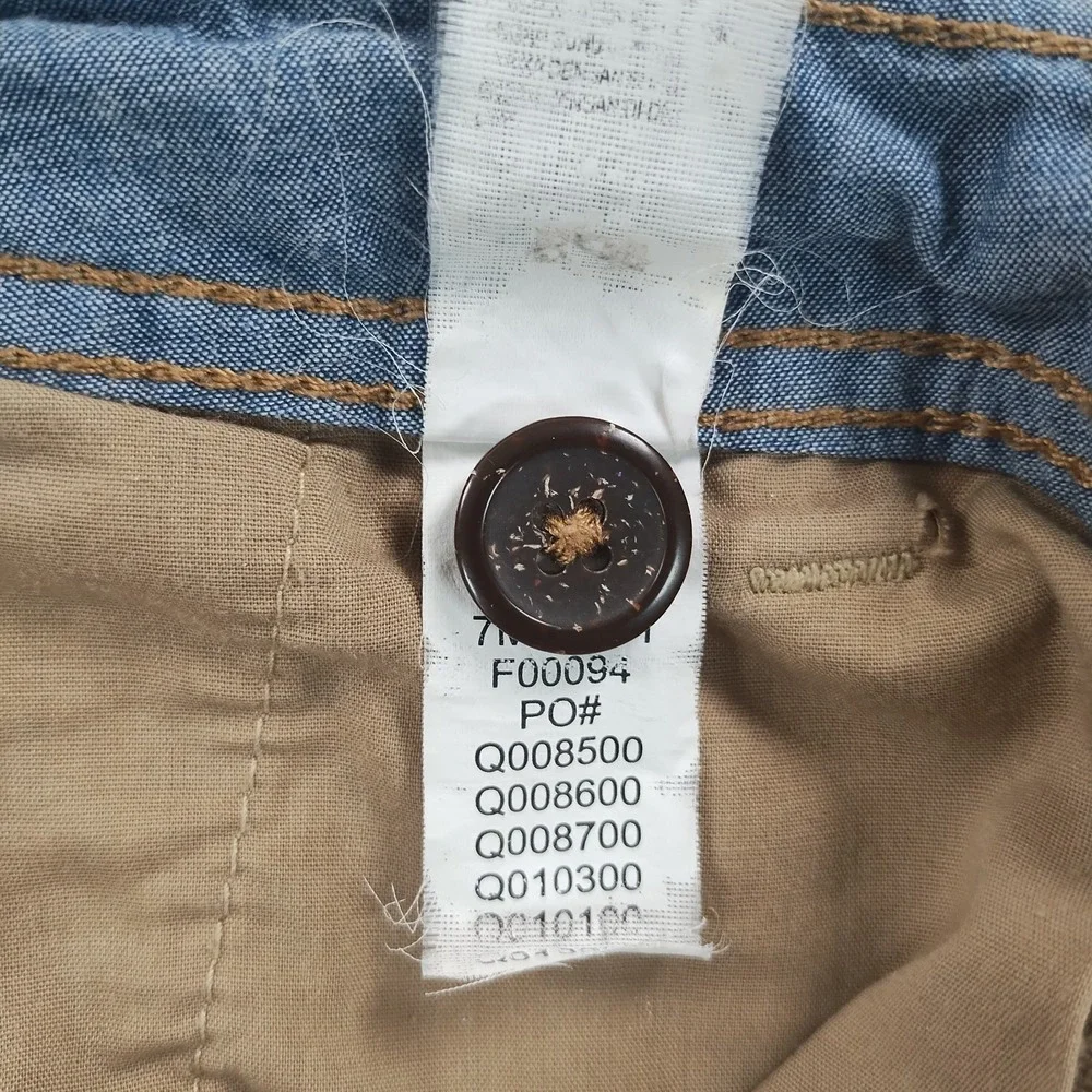 Lucky Brand Linen BlendCargo Shorts Men's 33 Khaki Relaxed Fit Utility Casual